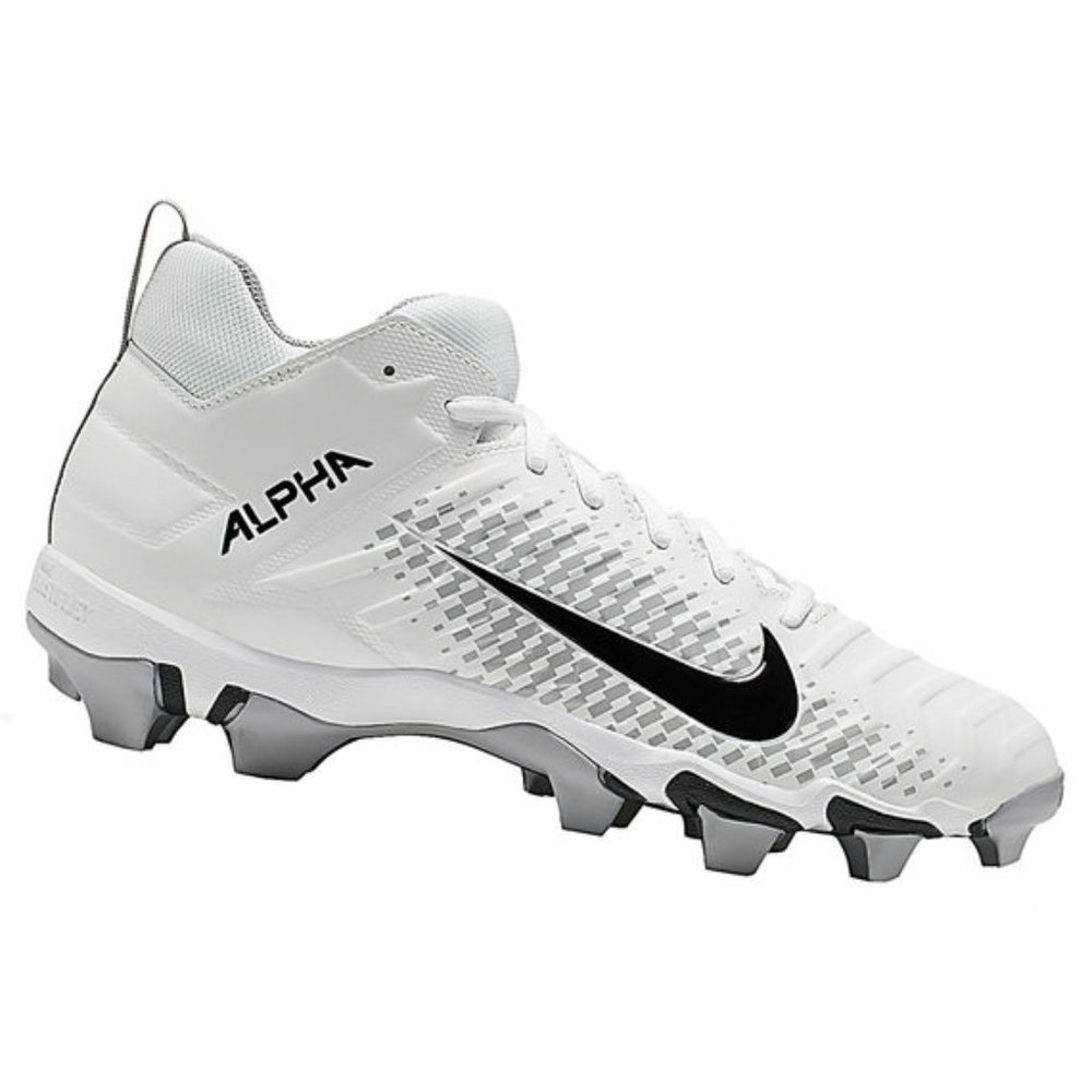 NIB Nike Alpha Menace 2 Shark Cleats, White/Silver, Baseball Football Size: 8